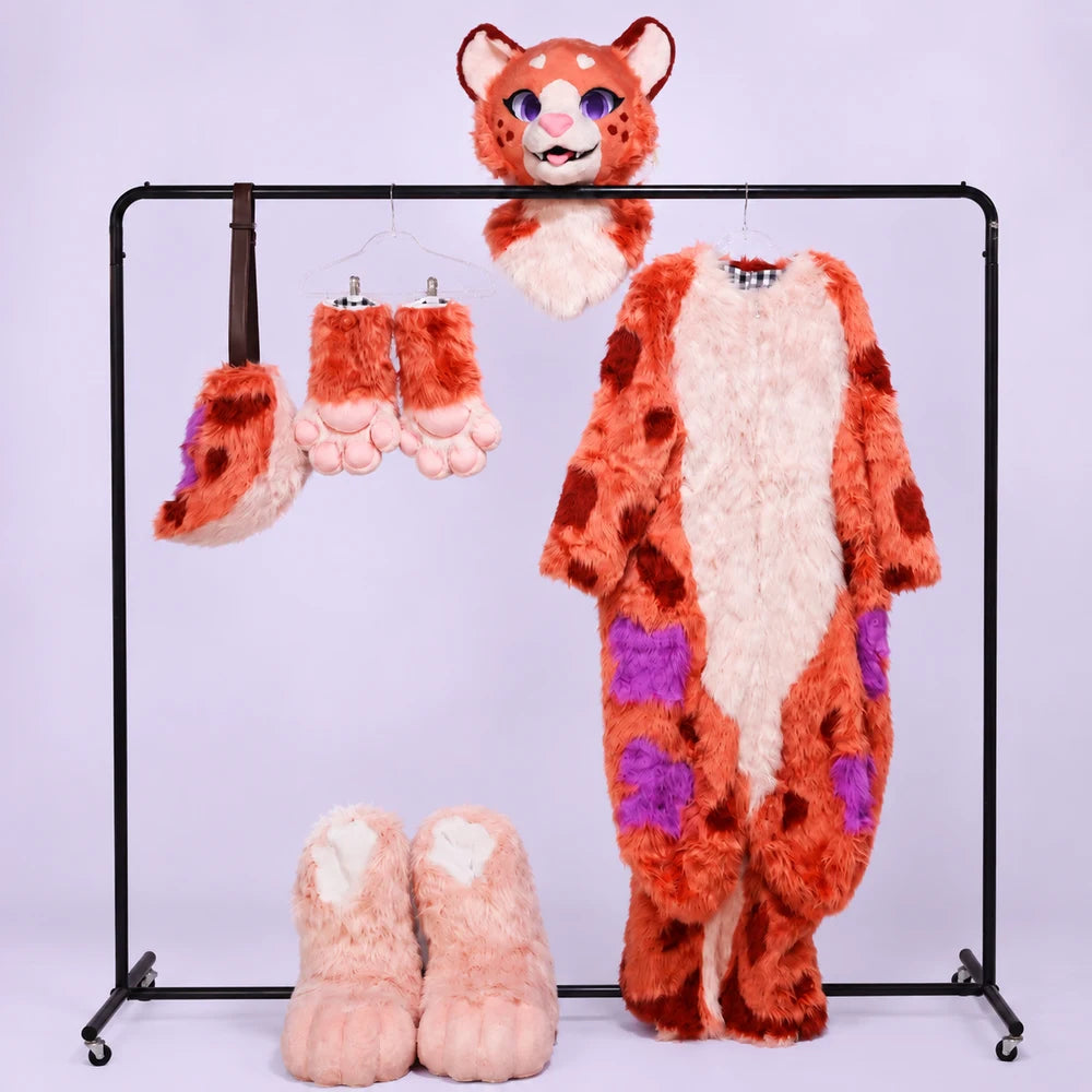 An orange and pale pink palette with purple accents. — AI-retouched photograph